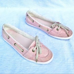 Keds Pink Teacup Boat Faux Fur Lined Slip-On Sz 5
